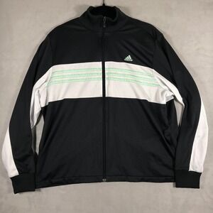 Adidas Jacket Mens XL Black White Training Track Full Zip 3-Stripes Y2K